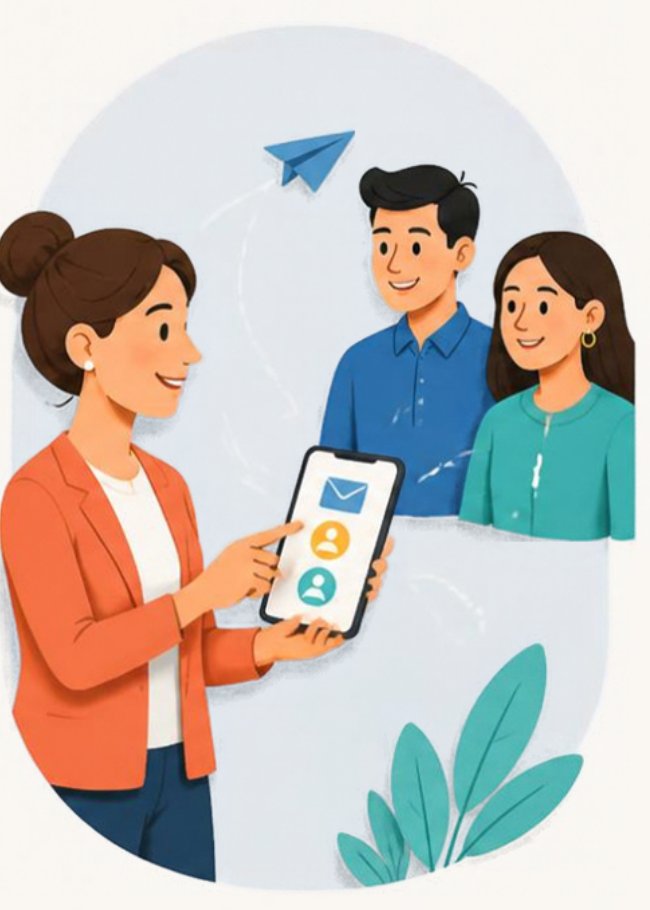Step 1: a partner introduces a business contact by email or phone.